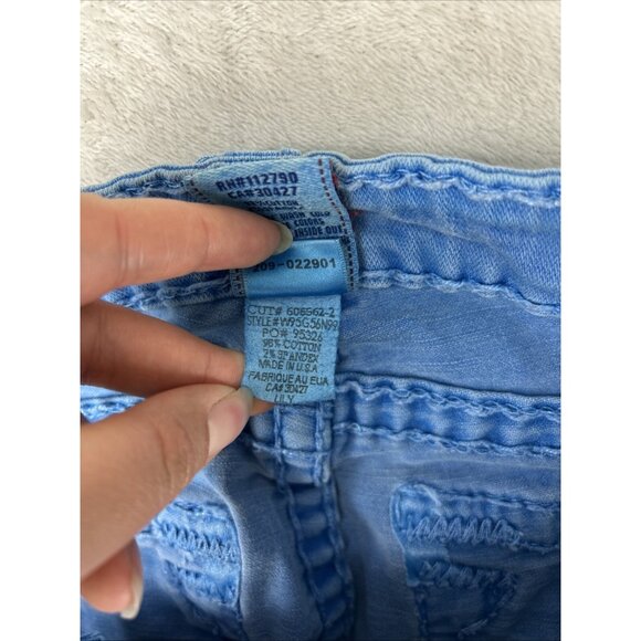True Religion Jeans Womens Size 32 Blue Lily Super T Capri Made In USA *FLAW - Picture 12 of 13